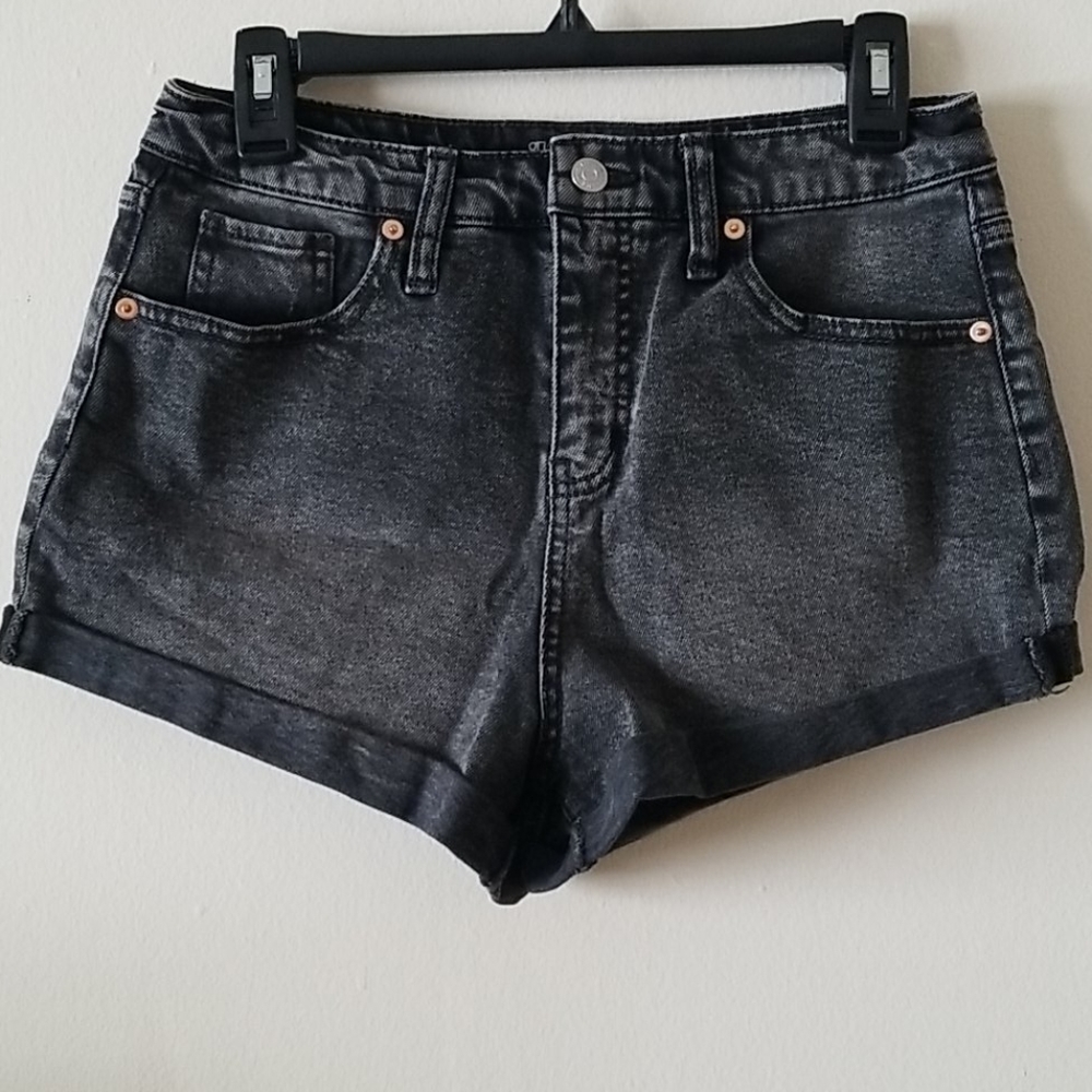 Black Acid Wash Jean Shorts